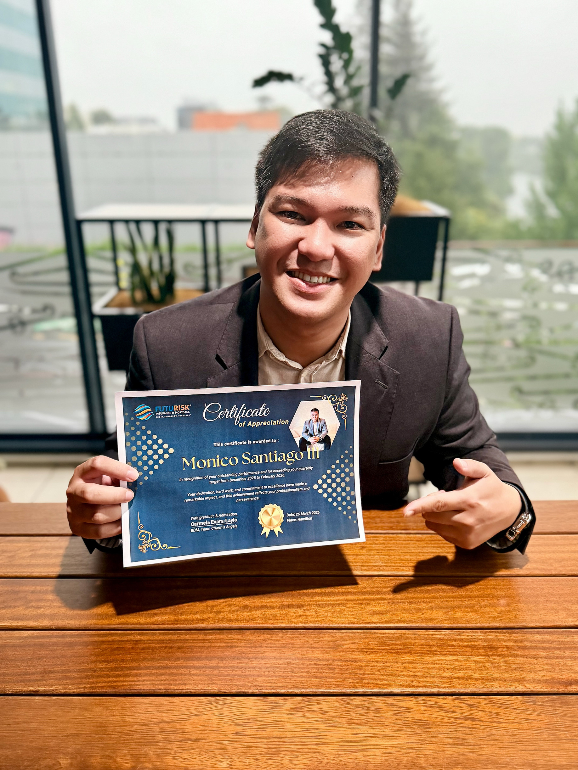 Certificate of Appreciation, Futurisk Insurance and Mortgage